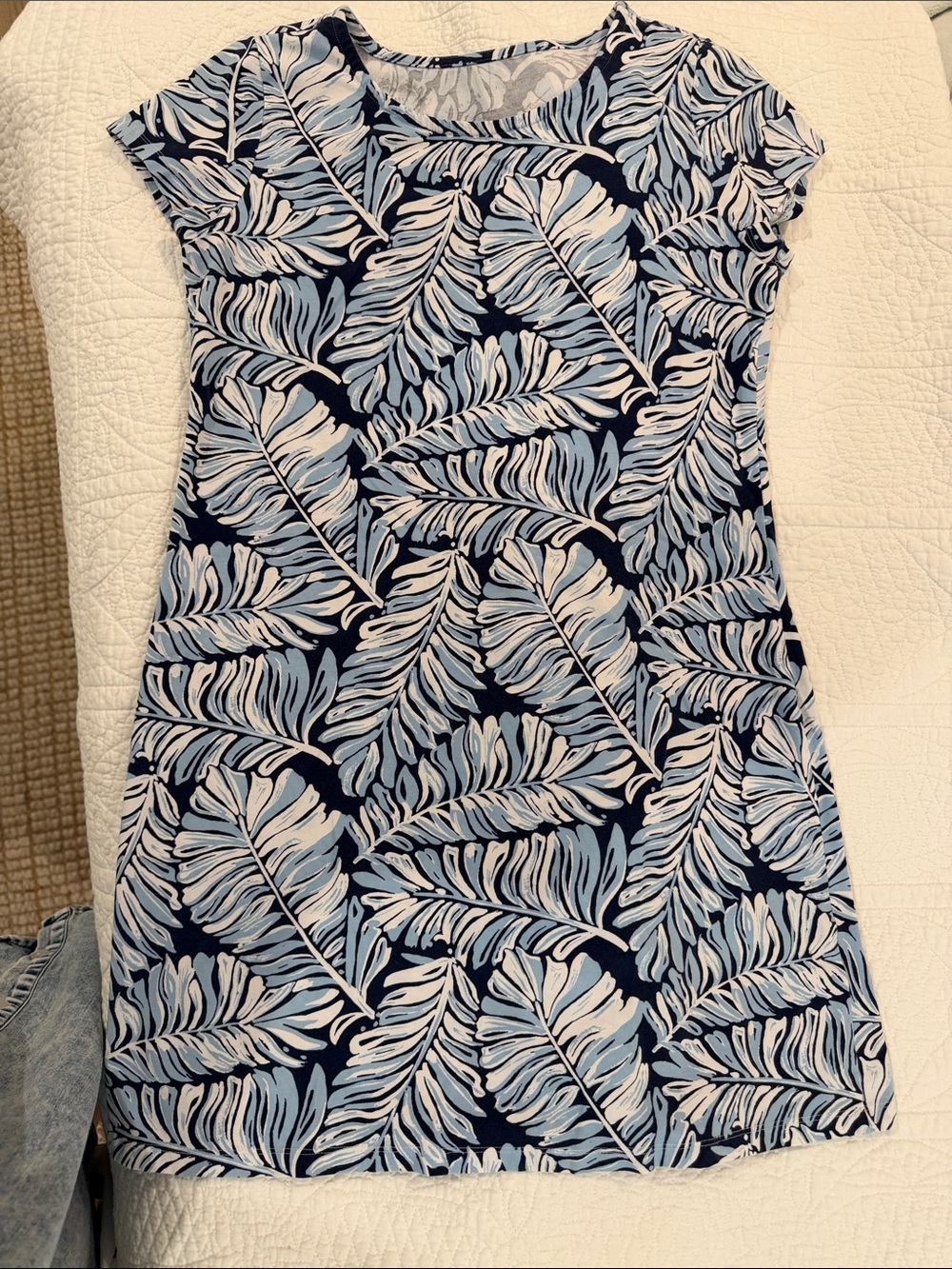 Lilly Pulitzer Navy Blue Palm-Leaf Mini Dress
